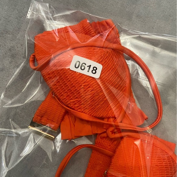 New! BFyne Anika smocked off the shoulder bikini top orange flame 10618 - Picture 10 of 10